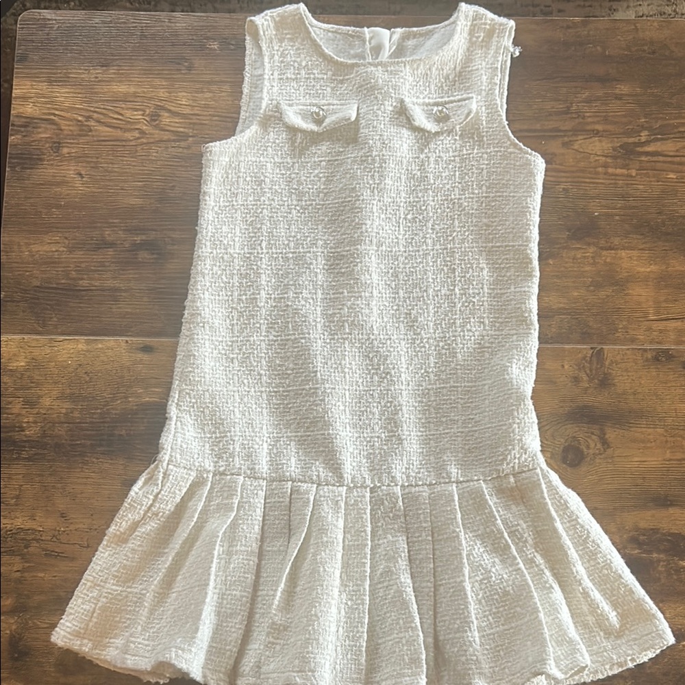 Elegant White Sleeveless Kids Dress